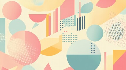 A seamless background with soft pastel colors and abstract geometric shapes, perfect for modern designs and digital projects