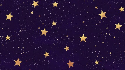Fototapeta premium A seamless background with tiny gold stars scattered across a deep purple backdrop, ideal for celestial or magical themes