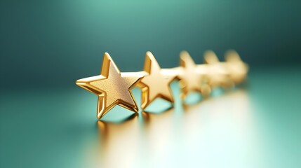 Photography Depicting A Gold Five Star Review On A Simple Background