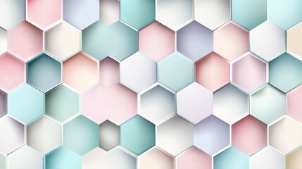 Fototapeta premium A seamless geometric pattern with hexagons in pastel colors, creating a modern and clean design for various applications
