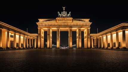 Obraz premium Brandenburg Gate in Berlin, illuminated at night