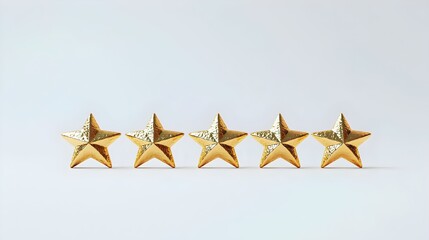 Photography Depicting A Gold Five Star Review On A Simple Background