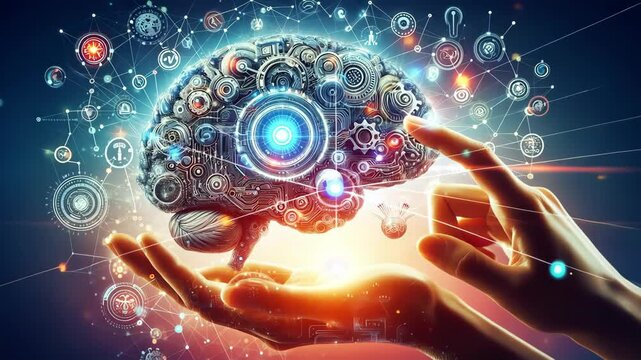 人間の頭脳をAIで強化したイメージ図