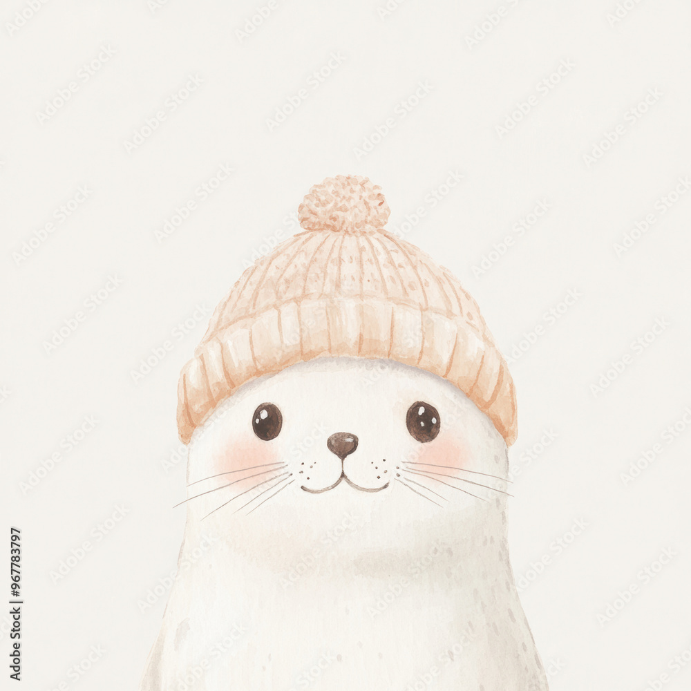 Sticker seal in beanie.