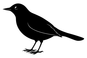 Black Silhouette Bird, Blackbird Perched on Branches of Various Lengths, Minimalist Illustration Vector, Elegant Design for Nature Themes, Perfect for Posters, Prints, Web Design, 