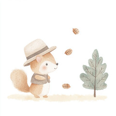 Fototapeta premium Cute Squirrel in Hat.
