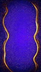 Purple background with curved golden lines and white small dot