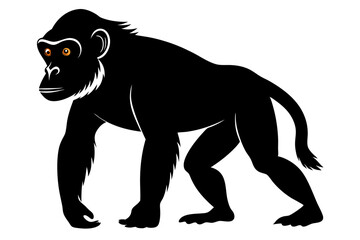 A black vector silhouette illustration of a wild canine, possibly a dog or wolf, isolated as an icon