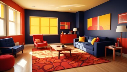 Photo interior modern design room 3d illustration;