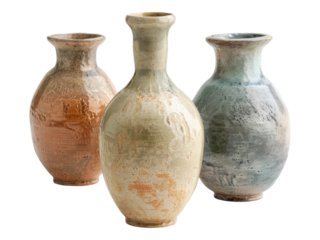 Artisanal pottery vases. PNG
