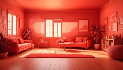 Fototapeta premium Photo interior modern design room 3d illustration;