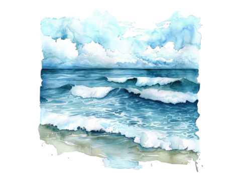 Watercolor seascapes. PNG