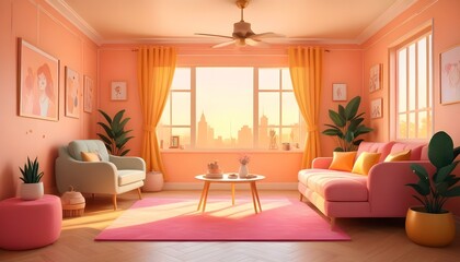 Photo interior modern design room 3d illustration;