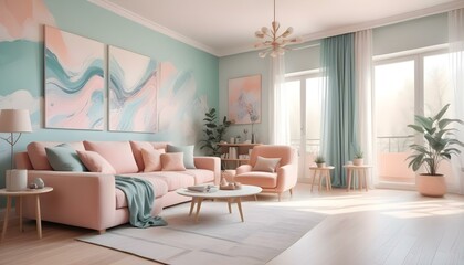 Fototapeta premium Photo interior modern design room 3d illustration;