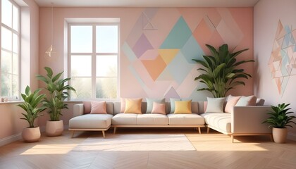 Photo interior modern design room 3d illustration;