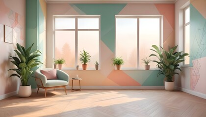 Photo interior modern design room 3d illustration;