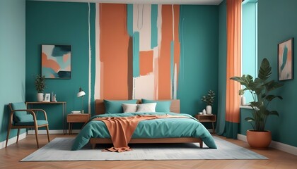 Photo interior modern design room 3d illustration;