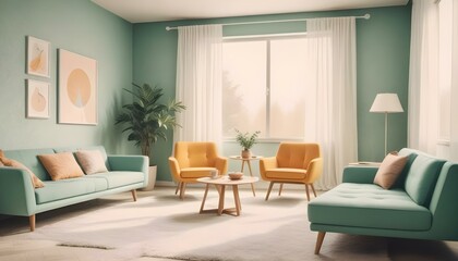 Photo interior modern design room 3d illustration;