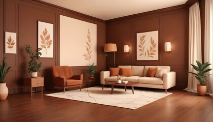 Fototapeta premium Photo interior modern design room 3d illustration;