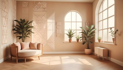 Photo interior modern design room 3d illustration;