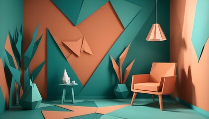Photo interior modern design room 3d illustration;