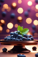 Photo podium mockup background blueberry in blurry background for presentation 3d render
