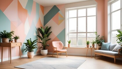 Naklejka premium Photo interior modern design room 3d illustration;