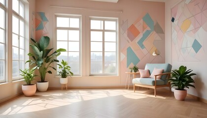 Fototapeta premium Photo interior modern design room 3d illustration;