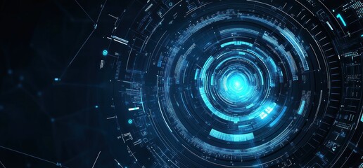 Obraz premium Abstract Digital Interface with Glowing Blue Rings