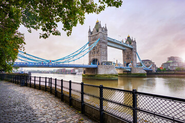 Tower Bridge in London. This is one of the oldest bridges and landmarks and a popular tourist attraction in UK