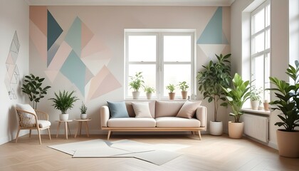 Photo interior modern design room 3d illustration;