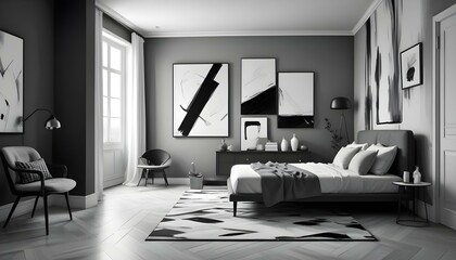 Photo interior modern design room 3d illustration;