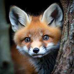 Obraz premium A Close-up Portrait of a Curious Red Fox