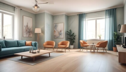 Photo interior modern design room 3d illustration;