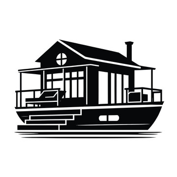 recommend clip art: Houseboat Silhouette