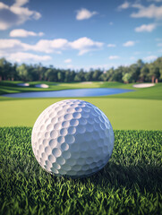 Golf ball on golf course ready to be shot
