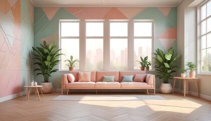 Photo interior modern design room 3d illustration;