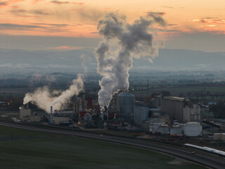 Naklejka premium Polish producer of bioethanol and ethanol produced from corn grain. The production plant is located near Nysa in Poland. Methanol and ethanol plant.. View of methanol and ethanol factory.