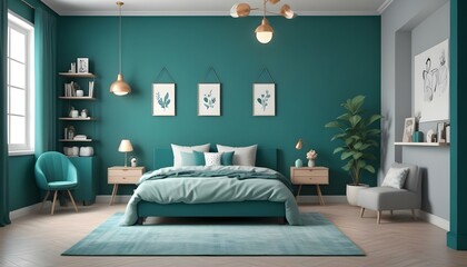 Photo interior modern design room 3d illustration;