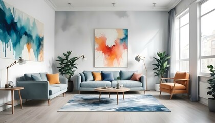 Fototapeta premium Photo interior modern design room 3d illustration;