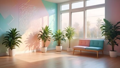 Photo interior modern design room 3d illustration;