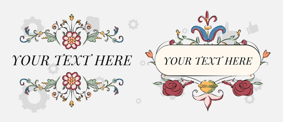 Hand sketched vector vintage elements ( laurels, frames, leaves, flowers, swirls, branches). Wild and free. Summer collection. Perfect for invitations, greeting cards, posters, print