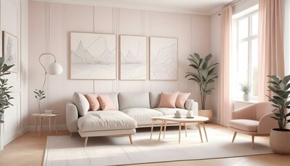 Fototapeta premium Photo interior modern design room 3d illustration;