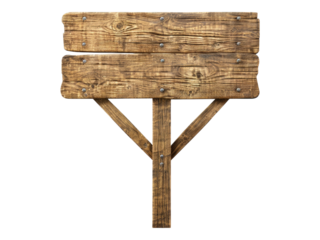Wooden road sign. PNG