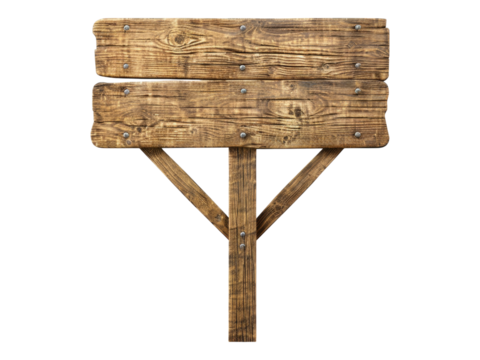 Wooden road sign. PNG