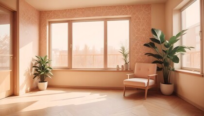 Fototapeta premium Photo interior modern design room 3d illustration;