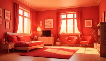 Fototapeta premium Photo interior modern design room 3d illustration;