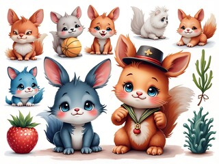 Fototapeta premium a set of funny made-up animals