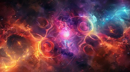 Fototapeta premium The imaginative and mesmerizing illustrations show the consciousness of the universe. Human profile surrounded by lively, swirling energy, app stack style.