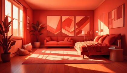 Photo interior modern design room 3d illustration;